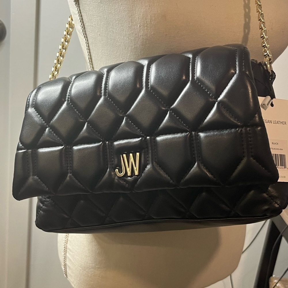 NWT Jason Wu Vegan Leather Shoulder Bag Quilted Black Chain Purse MSRP $118